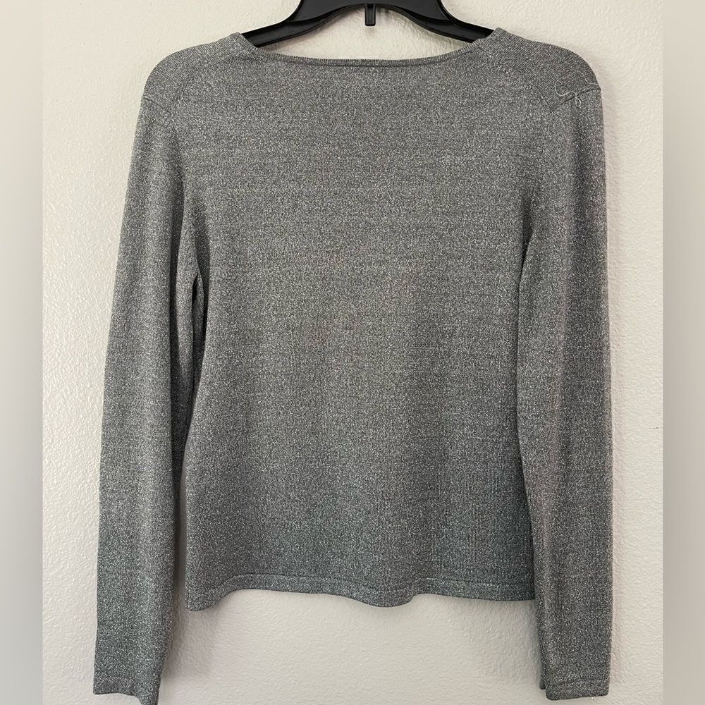 Ann Taylor Silk Blend Silver Metallic Top Size Small - Picture 3 of 4